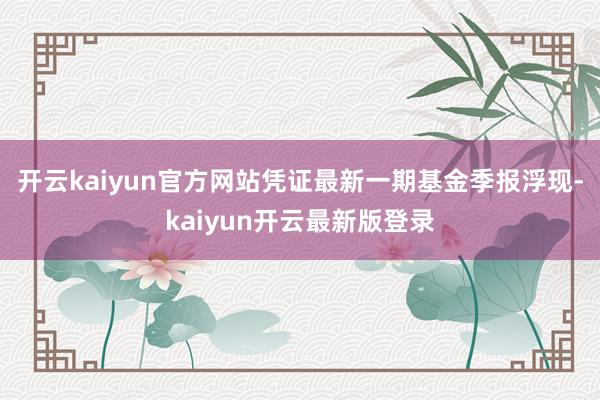 开云kaiyun官方网站凭证最新一期基金季报浮现-kaiyun开云最新版登录